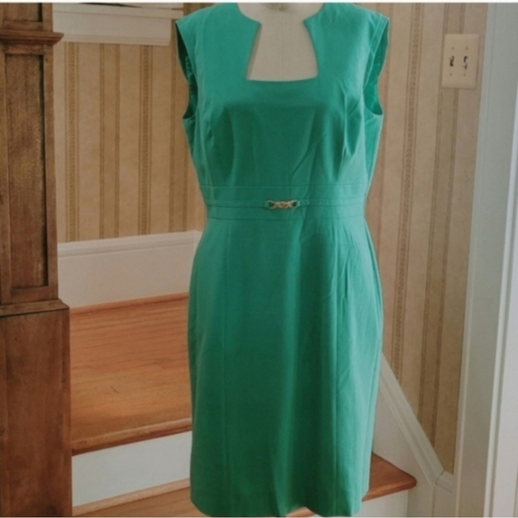 TAHARI ARTHUR S LEVINE  Sleeveless Green Dress Plus Size 14 - Picture 1 of 9